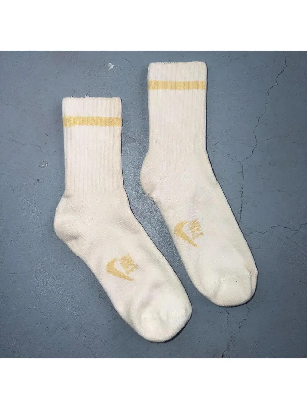 VTG 80s Nike Quarter Socks Swoosh USA White Yellow Air Max 1 1986 RARE